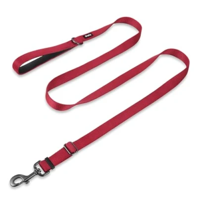Imagen de Guinzaglio regolabile con Robusto Nylon e manico foderato in Neoprene Super morbido per cani di Taglia Media. (Ajustable Grande L, Rojo)
