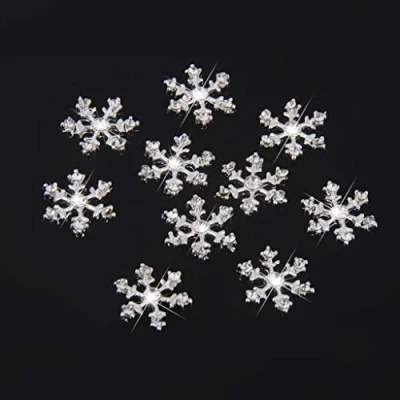 Imagen de POFET 10 botones de copo nieve cristal 14 mm para álbumes recortes, manualidades, decoración pinzas el pelo