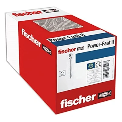 Imagen de fischer Power Fast II caja de tornillos especiales para madera 3x35mm, atornillado maderas, conexión maderas macizas o fijación piezas a la madera,1000 ud
