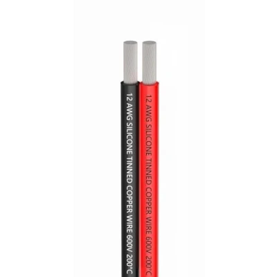 Imagen de TUOFENG 12 AWG Silicona Alambres Eléctricos 10 metros [Negro 5 m Rojo m] 2 Conductor Cable paralelo Línea Suave y flexible 3,3 mm² Alambre de cobre estañado
