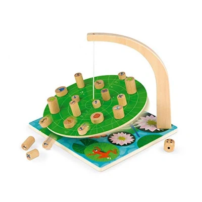 Imagen de Janod Waterlily Challenge Childrens Board Game Skill and Strategy Wooden Toy 2 to 6 Players FSC Certified Ages up J02690