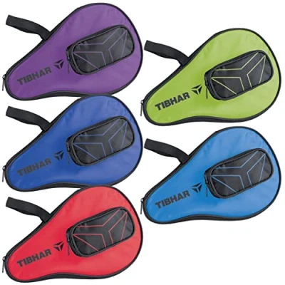 Imagen de Tibhar funda para raqueta de ping pong, logotipo en T, con compartimento pelota, 1 color morado