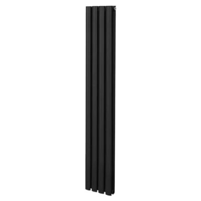 Imagen de Radiador de Columna Ovalada 1600mm x 240mm Vertical Negro Acero Montado en pared Kit fijación y soportes + Cepillo limpieza GRATIS Calefacción estufa calefactor