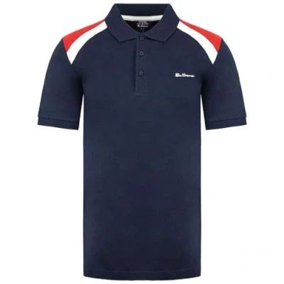 Imagen de Ben Sherman Polo de manga corta con cuello azul para hombre 0065225 Ink, marino, S