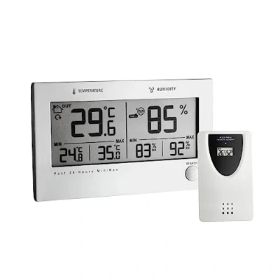 Imagen de TFA Dostmann Thermometro Higrómetro radio Twin Plus 30.3049 (plata)