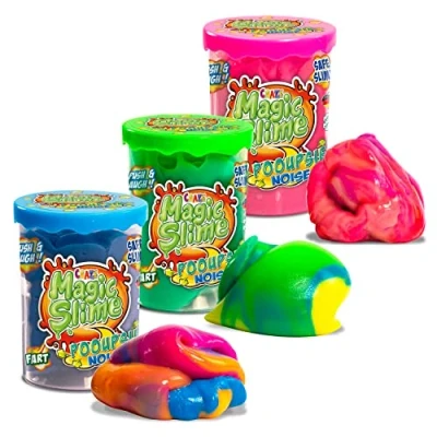 Imagen de CRAZE Magic Slime Pooupsie Noise, Pack de 3 lata para niños, con Divertido Ruido Pedo, 100 g por lata, Colores Aleatorios, Sin Residuos, Fácil limpiar, Multicolor, 17.1 x 5.7 7.6 cm