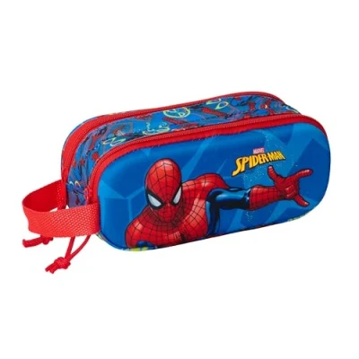 Imagen de Safta SPIDERMAN 3D Portatodo Doble 3D, Estuche Infantil, Niño, Ideal para Niños en Edad Escolar, Cómodo y Versátil, Calidad Resistencia, 21x6x8 cm