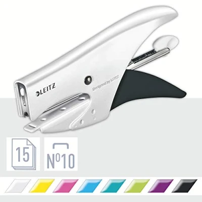Imagen de Leitz 55312001 Grapadora alicate (capacidad: 15 hojas, grapas incluidas), color blanco