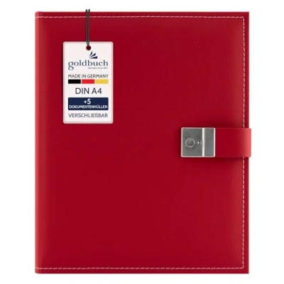 Imagen de goldbuch Cezanne 53817 Carpeta de anillas para documentos DIN A4, 5 bolsillos, ampliable con cerradura, 27,5 x 34 cm, color rojo