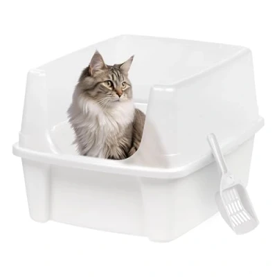 Imagen de Iris Ohyama Arenero Gato con Pala, hasta 7kg, Blanco, Caixa de areia para Gatos, Caja, Gatos Grandes y pequeños, Cagadero, Caixa, WC, Fácil Limpieza, Libre BPA, Cat Litter Box, CLH 12