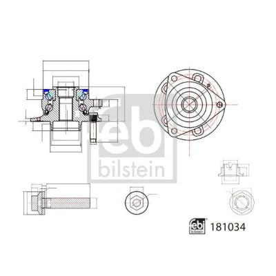 Imagen de FEBI BILSTEIN 181034 Juego de cojinete rueda Eje delantero 88 Rodamiento a bolas contacto angular OPEL: Astra K Hatchback, Sports Tourer