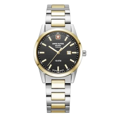 Imagen de swiss alpine military Reloj analógico de cuarzo 7767.1 para mujer, acero inoxidable, oro bic, negro, 1147sam, Pulsera