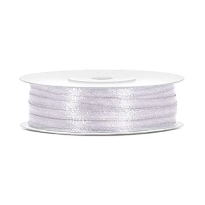 Imagen de partydeco.pl Cinta de satén, ancho: 3 mm, longitud: 50 m, color blanco