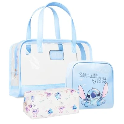 Imagen de Disney Bolsa de Aseo Stitch Set 3 Pzs con Estuche Maquillaje, Regalos Mujer Chica Adolescente Niña