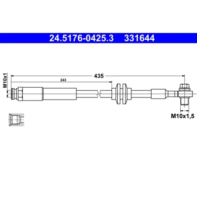 Imagen de ATE 24.5176 0425.3 Latiguillos de Freno 425 M10x1 OPEL: Corsa D Hatchback