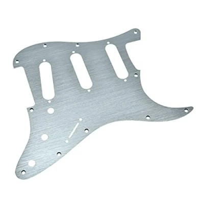 Imagen de KAISH 11 agujero metal aluminio anodizado estilo moderno ST Strat SSS Golpeador Scratch placa se adapta a American/Mexicano Fender Plata