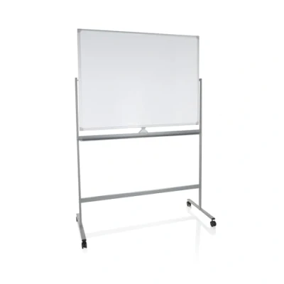 Imagen de hjh OFFICE 830036 Pizarra blanca móvil de doble cara MULTIBOARD I 90 x 120 cm, Soporte giratorio base, con ruedas, magnética , se puede limpiar un trapo