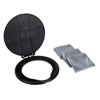 Imagen de Camco Asiento de inodoro con tapa, se adapta a cubos 5 galones, incluye 3 bolsas basura adicionales (41546)