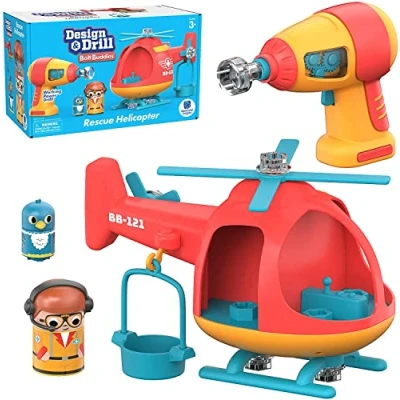 Imagen de Helicóptero de rescate con figuras atornillables Bolt Buddies Design &amp; Drill Learning Resources, juguete construcción para desarrollar la motricidad fina