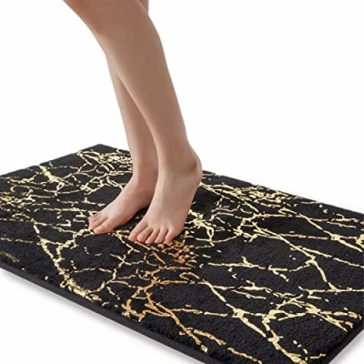 Imagen de Alfombrilla de baño antideslizante lavable, alfombra baño, decoración dorada, accesorios microfibra suave, absorbente, para bañera, 60x120 cm