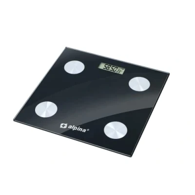 Imagen de Alpina Báscula Inteligente con análisis Corporal: Incluye Grasa y Masa Muscular, Bluetooth, aplicación, Color Negro