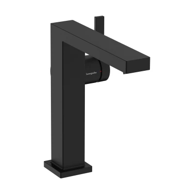 Imagen de hansgrohe Tecturis E Fine grifo lavabo con vaciador Push Open, ahorro de energía (CoolStart), monomando 173 mm, mezclador agua (EcoSmart+), negro mate, 73040670