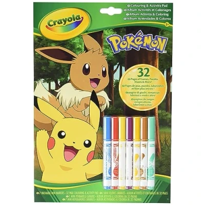 Imagen de CRAYOLA Libro Actividades Pokemon, 32 páginas para Colorear y 7 rotuladores Lavables, 04 2746G