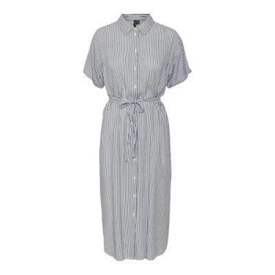 Imagen de Vero Moda Vmbumpy SS CALF Vestido camisero, Mujer, Talla: Small, Snow white/india ink