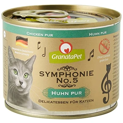 Imagen de GranataPet Symphonie No. 5 Pollo Pur, Comida para Gatos sin Cereales ni azúcares, Filete en gelatina Natural, Delicado alimento húmedo Gatos, 6 x 200 g
