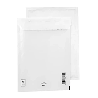 Imagen de 10 sobres acolchados con burbujas Bantex E5 (240 x 275 mm) 15/E, color blanco, cierre autoadhesivo