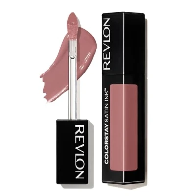 Imagen de Revlon Lápiz labial líquido de tinta satinada ColorStay, colores labios ricos larga duración, formulado con aceite semilla grosella negra, 007 socios en el crimen.