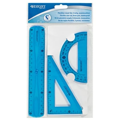 Imagen de Westcott 10301 00 flexible regla Set, 3 piezas, plástico de colores surtidos