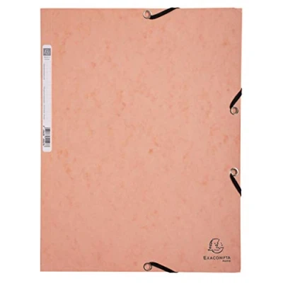 Imagen de Exacompta 55527E Caja de 25 subcarpetas con gomas elásticas bolsillos 3 solapas en cartulina brillo 400 g/m2 Aquarel dimensiones 24 x 32 cm para documentos formato A4 color coral
