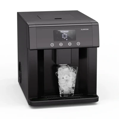 Imagen de Klarstein máquina de hielo Eiszeit, 15 kg/24h, 3 tamaños cubitos, pantalla táctil, depósito 3l, acero inoxidable, hacer para casa, maquina cubitos