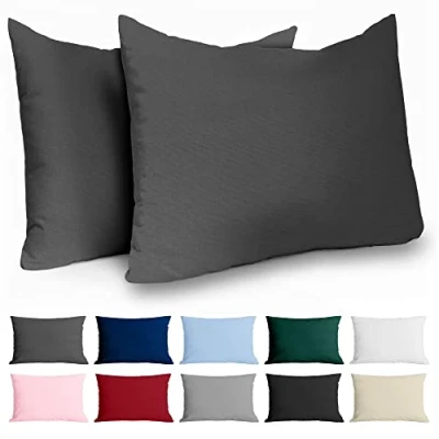 Imagen de Funda Almohada 60x40 Algodón Reforzado (Pack de 2) Antracita Tela Apretada 57 Hilos/cm² 40 x 60 Certificación Oeko Tex Dreamzie
