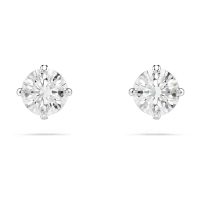 Imagen de Swarovski Pendientes de botón Attract, Talla redonda, Blancos, Baño rodio
