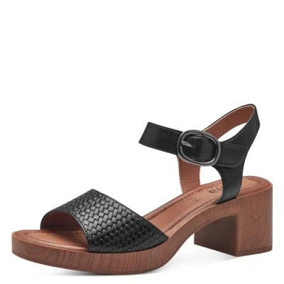 Imagen de Jana Softline 8 28374 42 001 Black Sandalia Plana Cómodo Calzado Multiuso Diario Festivo Elegante, talón Mujer, Negro, 38 EU Ancho