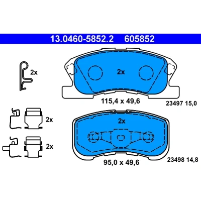 Imagen de ATE 13.0460 5852.2 Juego de pastillas freno con avisador acústico desgaste accesorios DAIHATSU: Sirion I