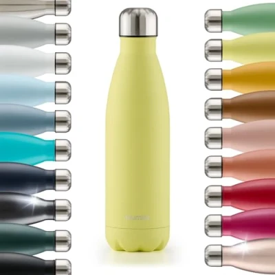 Imagen de Blumtal® botella termica Charles 500ml sin BPA agua acero inoxidable botellas de aislada termo new yellow/amarillo
