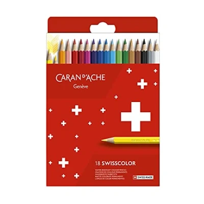 Imagen de Caran d&#039;Ache Swisscolor 7630002343329 Estuche de cartón con 18 lápices colores resistentes al agua, multicolor