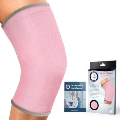 Imagen de Rodillera Desarrollada por Médicos Rodilleras Menisco y Ligamento Alivio Lesiones, Dolor Articular, Tendinitis, Bursitis Ideal como Crossfit Running Powerlifting [Talla S, Color Rosa]