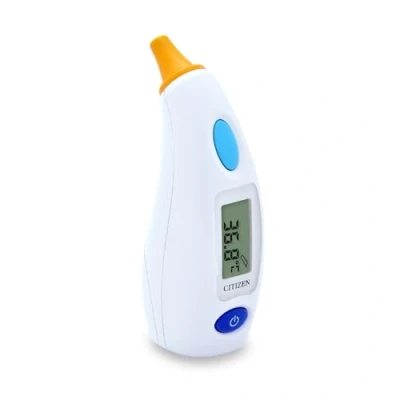 Imagen de Termómetro digital de oído antibacteriano CTD504 CITIZEN para adultos y niños. Medidas muy rápidas en solo 1 3 segundos. 12 memorias, alerta temperatura alta, larga autonomía práctico estuche.