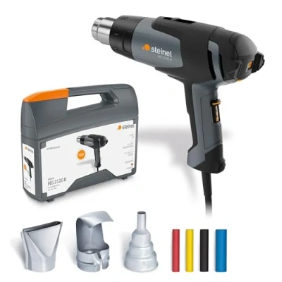 Imagen de Steinel Pistola de Aire Caliente 6464 Hg 2120 E Maletín, Incluye 3 Boquillas y Mangueras Retráctiles, 2200 W, Cable 2,2 m
