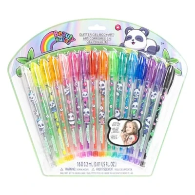 Imagen de Panda set de 16 bolígrafos purpurina para arte corporal con colores brillantes Townley Girl. Indicado a partir 3 años