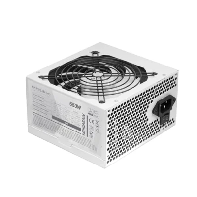 Imagen de MARSGAMING MPIII650, Fuente Alimentación PC ATX 650W, 5 Años de Garantía, 85% Eficiencia, Sistema Digital APFC, Ventilador FDB 120mm AI RPM, Tecnologías DC y SMD, Cables Planos Extralargos, Blanco