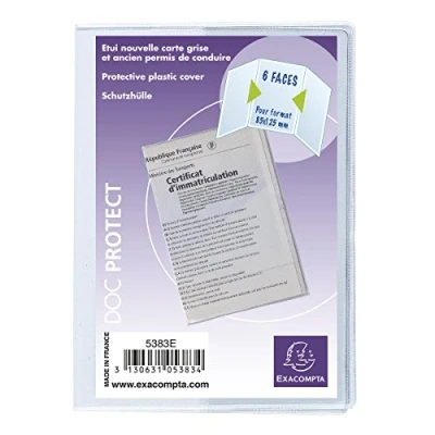 Imagen de Exacompta 5383E, Funda de Protecci?n para Nueva &quot;Carte Grise Francesa&quot;, 85 x 125 mm, 10 unidades
