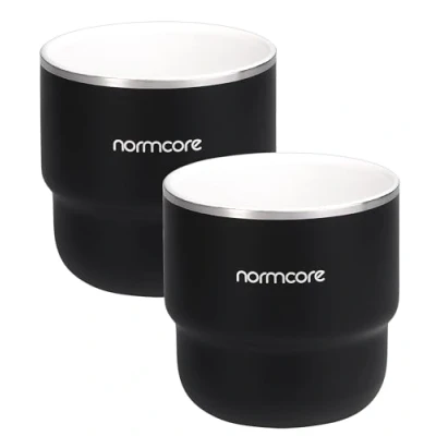 Imagen de Normcore tazas de café expreso, taza espresso 7 onzas con revestimiento cerámica, acero inoxidable doble pared, paquete 2, 210 ml, color negro