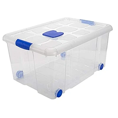 Imagen de AC Caja de ordenación plástico Transparente. N.º 5 Contenedor para almacenar Juguetes, Libros, Ropa, Mantas. Capacidad 57 litros. Dimensiones Aprox.: 61,5 x 44 31 cm