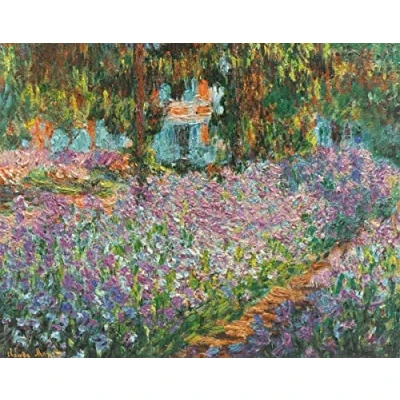 Imagen de liziciti Monet Kits de pintura diamantes 5D, colección completa pinturas famosas para decoración pared del hogar, 12 x 16 pulgadas (El jardín iris en Giverny)