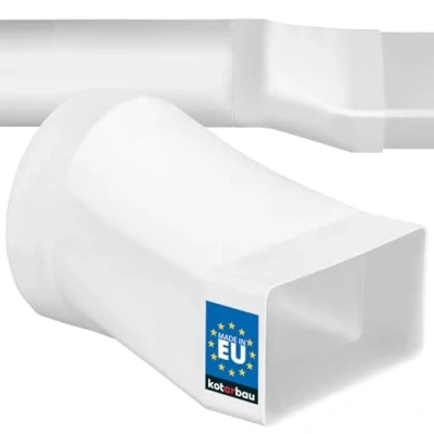 Imagen de KOTARBAU® conector de tubo rectangular 55 x 110 mm para redondo, adaptador plástico 100 mm, conducto escape, reductor sistemas ventilación, canal plano blanco a